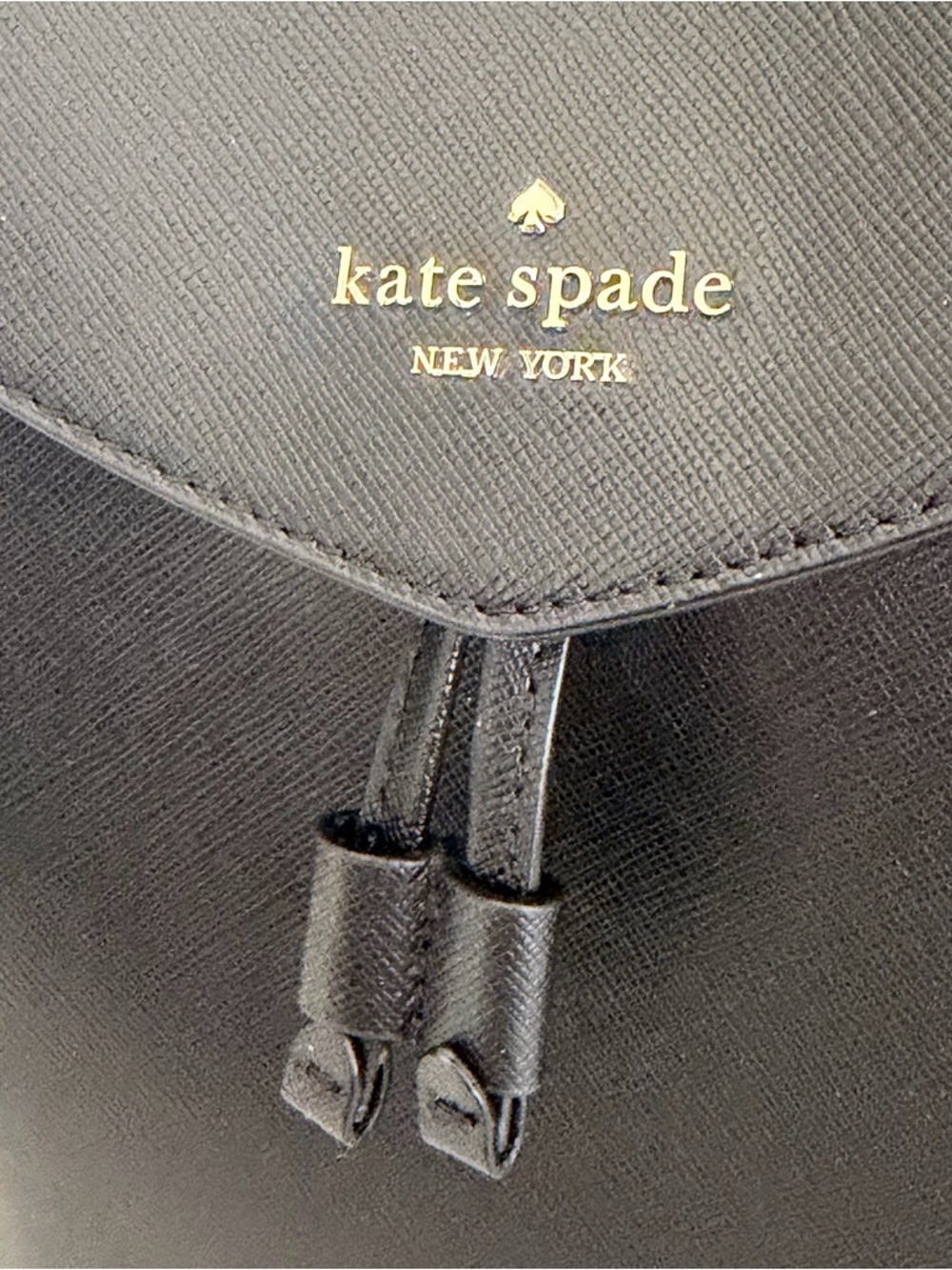 Kate Spade Lizzie Black Saffiano Leather Flap Backpack - Picture 2 of 13